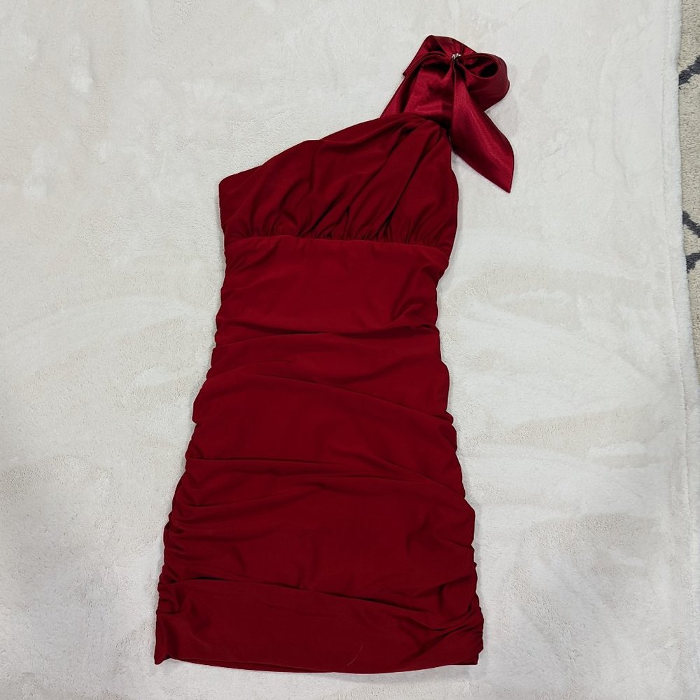 One Shoulder Red Evening Dress Medium